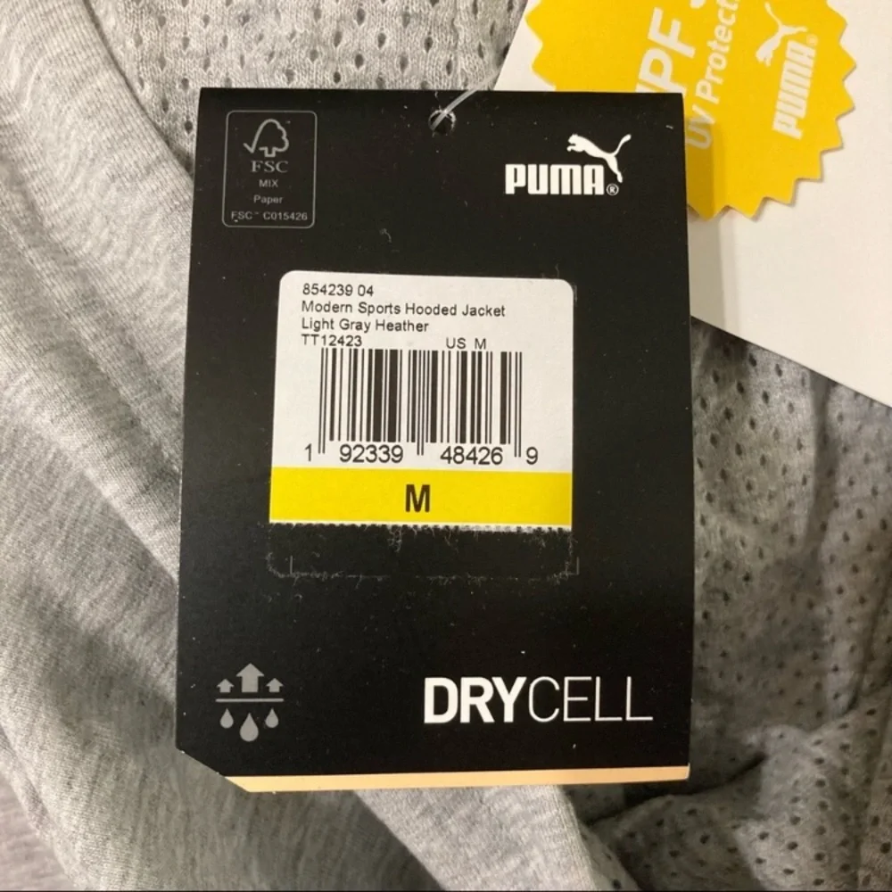 Women’s Puma Zip Up Hoodie Athletic Wear Grey Sweatshirt Medium NWT - Picture 13 of 14